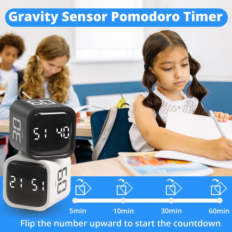 2024 Productivity Timer Flip Gravity Sensor Cube Timer Countdown &
