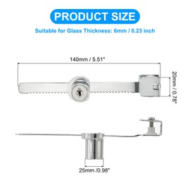 PATIKIL Sliding Glass Cabinet Lock, 2Pcs Keyed Alike Showcase Lock No Drill Glass Door Lock for 6mm Glass Door, Silver Tone