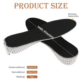 1Pair Soft Breathable Memory Foam Full Length Height Increase Insole Invisible Increasing Heel Lifting Inserts Short Boots Lifts Pads Elevator Insoles for Unisex Men Women(3.3cm Height)