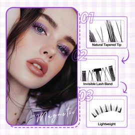 Magnetic Eyelashes Natural Look Magnetic Lashes with Applicator Reusable Magnetic Eyelashes No Glue and No Eyeliner Needed Magnetic Eyelashes 2 Pairs(YJ02+XM1)