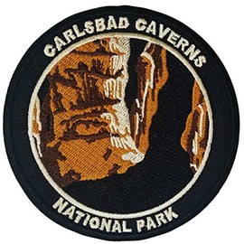 Carlsbad Caverns National Park 4" Embroidered Patch DIY Iron or Sew-on Decorative Vacation Souvenir Applique Wander Nature Wildlife Hike Trek Camping Explore Mountains Stars Moon Scout Guide Ranger