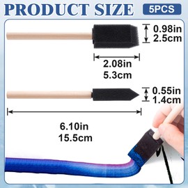 Lekgavd 5pcs 1" Foam Brushes for Painting, Sponge Paint Brushes with Wood Handle, Reusable Paint Brushes for DIY, Cleaning, Staining, Varnishes
