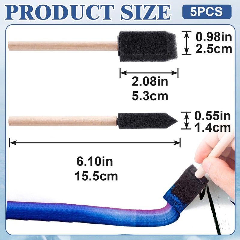Lekgavd 5pcs 1" Foam Brushes for Painting, Sponge Paint Brushes