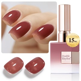 Double Rhythm 0.50 OZ Translucent Gel Polish Same Color Same Bottle Sheer Neutral Natural Milky 15 ML Jelly UV Nail Polish Art DIY at Home (Deep Purple-A1528)