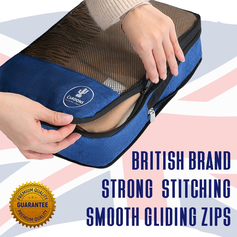 CARDONS Premium Compression Packing Cubes Travel Suitcase Organisers Laundry Bag