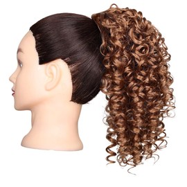 Xiaofeng Spring Curly Ponytail Hairpiece Brown Drawstring Synthetic Ponytail Extension for Women and Girls Daily Use (30#, 12 Inches)