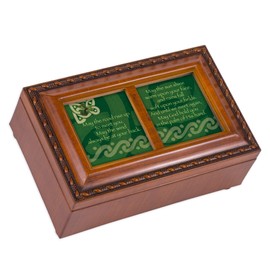 Cottage Garden Irish Road Petite Woodgrain Rope Trim Music Box Plays Irish Eyes