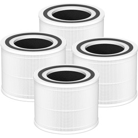 240 Replacement Filter Compatible with 240 Air Purifier, 3-in-1 High-Efficiency Filtration with Activated Carbon for Air Pollutants, Odor and Smoke, 4 Pack, White