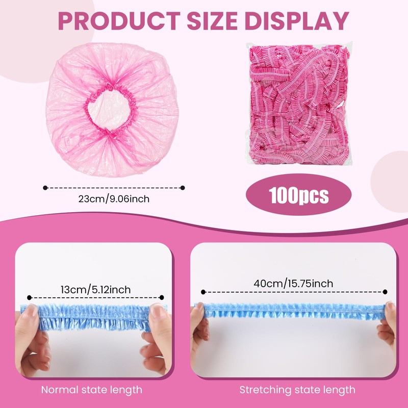100 Pcs Disposable Shower Caps, Shower Caps Disposable, Waterproof Shower