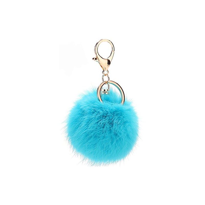 Double Smile Fluffy Bag Charm Cute Pom Keychain Pendant Fake