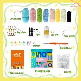 Ruzzut Crochet Kit for Beginners,Great Crochet Set to Make 3PCS Cute Animals,Crochet Starter Kit with Step-by-Step Instruction and Yarns, Accessories,Holiday Birthday Gift for Adults Teens