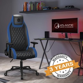 Atlantic Dardashti Gaming Chair - Commercial Grade, BIFMA X5.1 Tested, Next-Gen Ergonomic, Race Car Inspired Black with Blue Accent, PN78050355