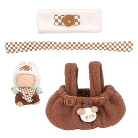 Gosknor Doll Clothing Set, Cute Hat Scarf and Overalls Plush Toy Outfit Accessories for 15cm 17cm Doll (Style 1)
