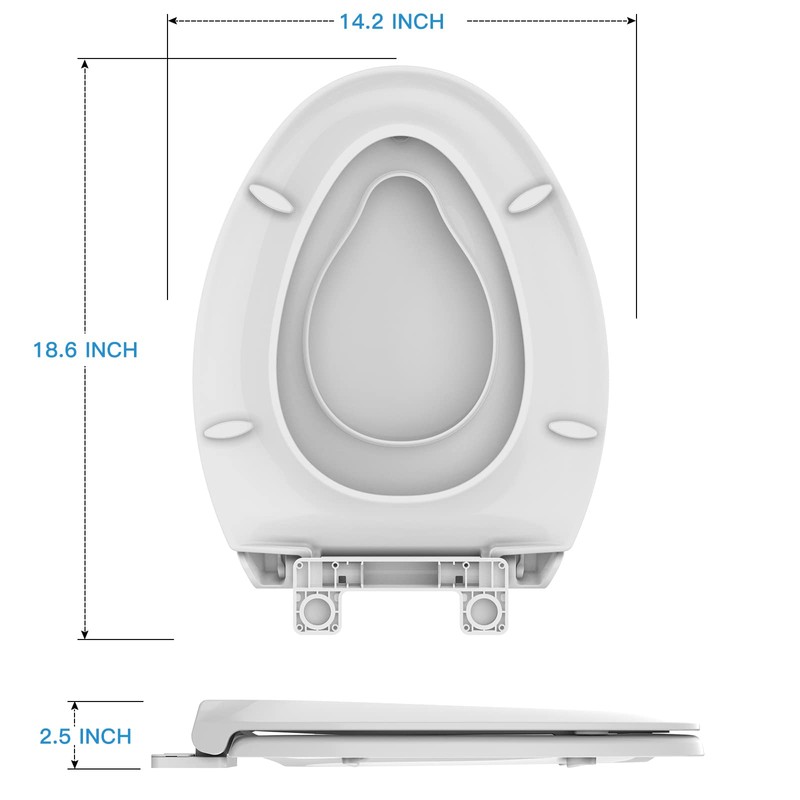 Toilet Seats Elongated, Toddler Potty Training Seat Built-In, Quiet-Close Lid,