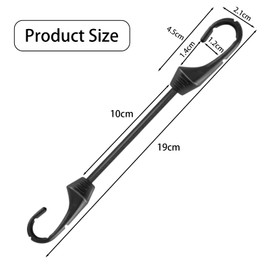 Pack of 12 Elastic Bands with Hook Expander with Hook Rubber Tensioner with Hooks 10 cm for Banner Nets Camping Black