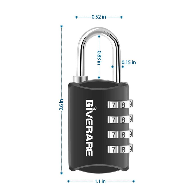 GIVERARE 4 Pack Combination Lock, 4-Digit Padlock Keyless, Resettable Luggage