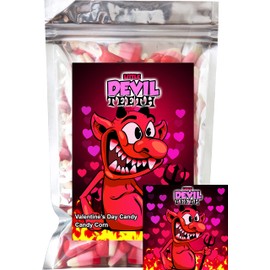 Little Devil Teeth Strawberry Flavored Candy Corn Funny Unique Valentine's Day Gag Gift for Teens, Girls, Boys and Kids (7 oz)