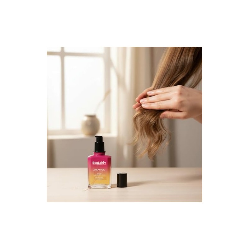 EcoLchi Aceite de Argán Profesional, para Cabello Seco o Piel