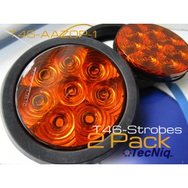 TecNiq 2pk Amber 4" Round Flashing Strobe Warning Grommet Mount LED Lights