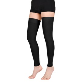 Wegitcs 1 Pair Thigh High Compression Stockings for Women Men, 20-30mmHg Footless Graduated Compression Socks, Medical Support Sock for Varicose Veins, Edema, Post-Surgery, Sports (Black, Small)