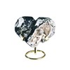 AMOYSTONE Heart Shaped Stones Large Moss Agate Heart Shape Love Stones Gemstones Polished for Therapy Healing Reiki Energy Balancing Decor Gifts 4-4.5"/pc with Golden Alloy Bracket