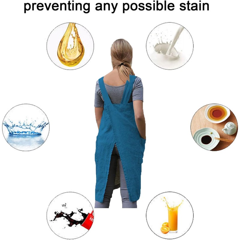 Stomeshle Japanese Aprons Plus Size Smock for Women with Pockets