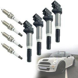 4Pcs UF598 Ignition Coils Iridium Spark Plug Fit for Mini Cooper 2007-2015 Countryman 2011-2016 Paceman L4 1.6L Replace 5C1749 178-8533 E1098 52-2104 C1692 12137575010 ILZKBR7B8G 1213755001