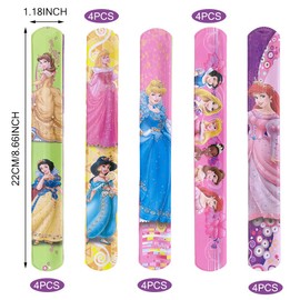 XIAOYANS Princess Slap Bracelets 24pcs Princess Slap Band Super Slap Wrist Bands Princess Theme,Princess Slap Bracelets for Kids for Boys Girls Birthday Parties Gifts Toys Party Bag Fillers