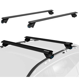 COWVIE 47 Inch Aluminum Roof Rack Cross Bars for Raised Side Rails, Adjustable Cargo Bars with Keyed Locks, Hold 198 LBS, Black