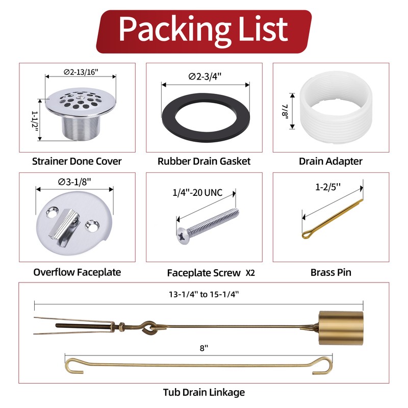 PRIMSOPH Trip Lever Overflow Faceplate Tub Drain Trim Kit with