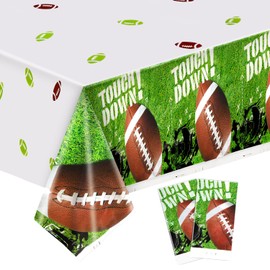 NQEUEPN 2pcs Football Table Cover, 87x52 Inch Rectangle Football Tablecloth Plastic Football Table Runner for Table Decorations Football Party Decorations Football Party Birthday Party Supplies