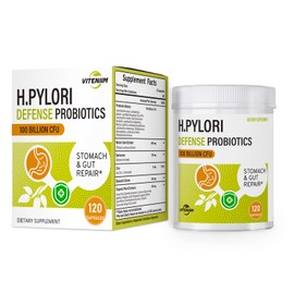 Helicobacter pylori Defense Probiotics – Formulated with Lactobacillus reuteri, Mastic Gum, and Berberine, 100 Billion CFU, gastritis, digestion & gut health for stomach comfort, Vegan, 120 capsules.