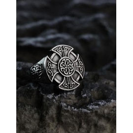 Vintage Stainless Steel Men's Rings Jewelry, Personalized Geometric Knot Decor Ring, Men's Fashion Accessories for Daily Wear - Color: Silver, Size: 10