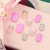 Short Square Christmas Press on Nails Glossy Pink Fake Nails