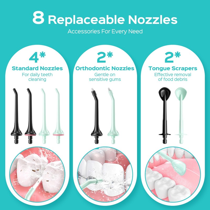 COSLUS 2-Pack Water Flosser for Teeth: Water Dental Pick Set