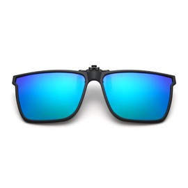 YAMEIZE Fashion Rectangle Polarized Clip-on Sunglasses - for Women Men UV 400 Protection Eyewear Anti Glare Flip-up Square Glasses Driving