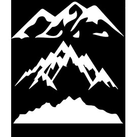Pack of 3 Mountain Adventure Waterproof Decal - Car Bumper Sticker - Car Stickers and Decals - Wall Decal - Campervan Decals - Van Stickers (Small, White)