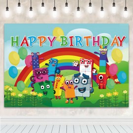 5x3FT Blocks Birthday Backdrop, Blocks Theme Party Decorations Photography Backdrop Happy Birthday Banner Background for Kids Party Supplies