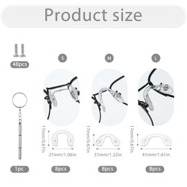 24 PCS U Shaped Eyeglasses Nose Pads, Nose Pads for Glasses Soft Silicone Eye Glasses Noses Pad Non Slip Screw-in Eyeglass Noses Eyeglass Repair Kit with Screws for Eye Glass Sunglass Eyewear