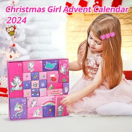 Advent Calendar 2024 Girls 24 Days Christmas Countdown Calendar Unicorn Kit Christmas Gifts for Kids Christmas Stocking Stuffers Toys for 4 5 6 7 Year Old Girl Birthday Xmas Gifts