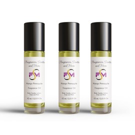 Mango Pineapple Fragrance Oil - 3 Bottles 0.33 Fl Oz Glass Roll On (10ml)