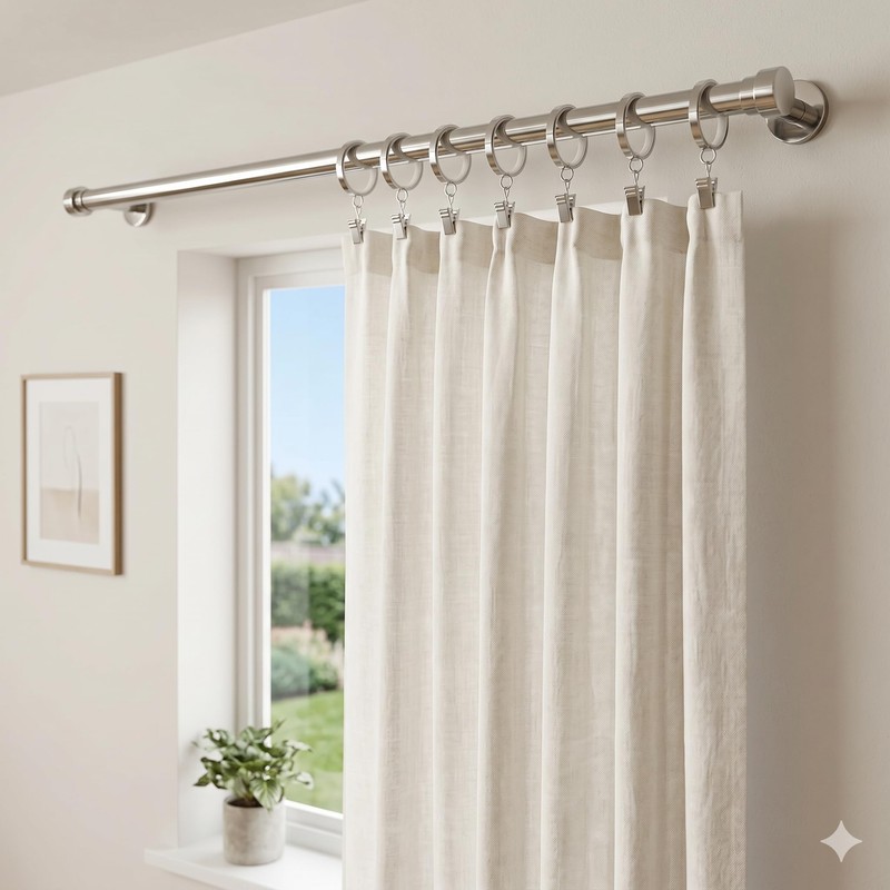18 Pack Heavy Duty Polished Nickel Curtain Rings with Quieter