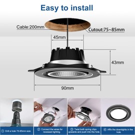 BOSITE 4 LED Recessed Spotlights, 230 V Flat, 6 W LED Spotlights, Dimmable, Ceiling Spotlights, LED Swivelling, 3000 K/4000 K/6000 K, Downlight for Kitchen, Living Room, Bedroom, Bathroom