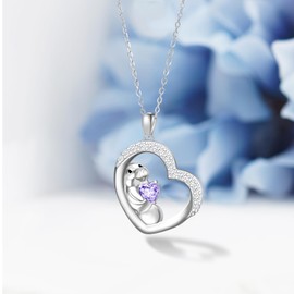 Feijiesi Manatee Necklace 925 Sterling Silver Sea Cow Pendant Necklace Cute Animal Jewelry Gifts for Women Animal Lover (February Birthstone)