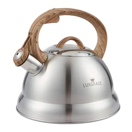 Creative Home 2.3 Qt. Stainless Steel Whistling Tea Kettle Teapot with Ergonomic Wood Rubber Touching Handle, Satin Finish