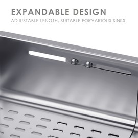 Linkidea Pull Out Strainer, Over the Sink, 304 Stainless Steel Strainer Basket for Washing Vegetables and Fruits, Draining Cooked Pasta and Drying Dishes