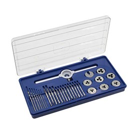 Tap and Die Set M 1 to M 2.5 with Hand Taps, Die Holder and Matching Core Drills