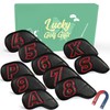 Golf Iron Headcovers 10 Pack Set Synthetic Leather with Magnetic