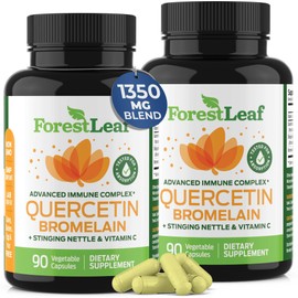 ForestLeaf ForestLeaf Quercetin with Bromelain - 1350mg Blend with Vitamin C & Stinging Nettle, Advanced Quercetin 500mg Supplement, Non-GMO Gluten Free, Natural Immune & Respiratory Function 180 Veggie Capsules