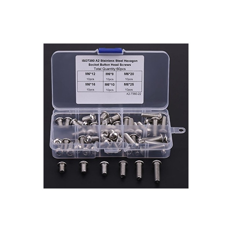 Tornillos de Cabeza Hexagonal M6 60 Unidades con Tuercas Acero